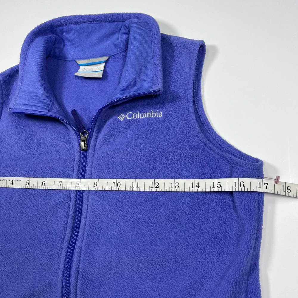 Columbia Fleece Vest Youth Medium 10/12 Purple Full Zip Kids Outdoor Sportswear